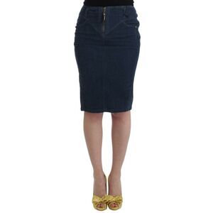 Cavalli Blue corduroy pencil Women's skirt
